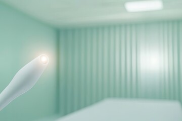 close-up of advanced imaging wand for ultrasound scanning bright led indicators glowing against smooth surface blurred