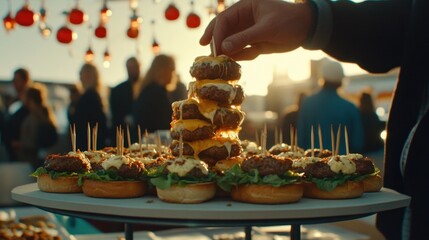 Gourmet Cheeseburger Tower.