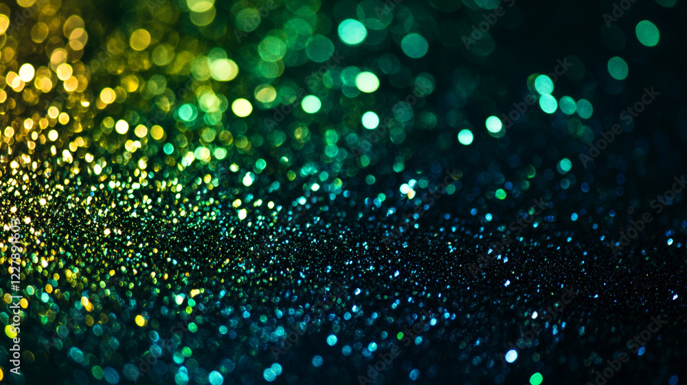 Aufkleber sparkling bokeh lights create a colorful abstract backdrop in vibrant hues of green and gold