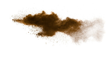 Cloud of brown dust is floating in the air