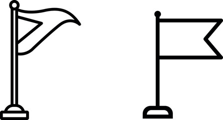 Obraz premium Flag on Pole Vector Icon Set – National and Symbolic Icons