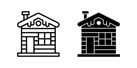 cabin Icon set. Symbol isolated white background. vector illustration. color editable.