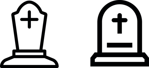 Gravestone Vector Icon Set – Memorial and Historical Icons