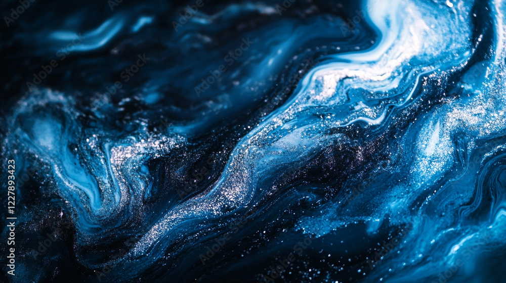 Poster captivating swirling patterns in shades of blue create a mesmerizing abstract aesthetic
