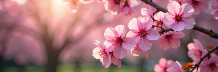 Obraz premium Flowering cherry blossom tree in a garden, flower, pink