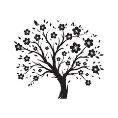 Cherry Blossom Tree silhouette featuring delicate petals and branches - Cherry Blossom silhouette - Cherry Blossom vector - Cherry Blossom illustration - Blossom silhouette - Blossom vector
