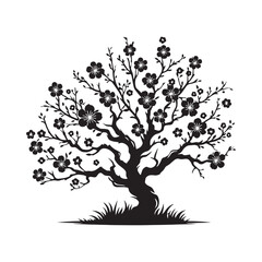 Cherry Blossom Tree silhouette perfect for digital art and floral themes - Cherry Blossom silhouette - Cherry Blossom vector - Cherry Blossom illustration - Blossom silhouette - Blossom vector
