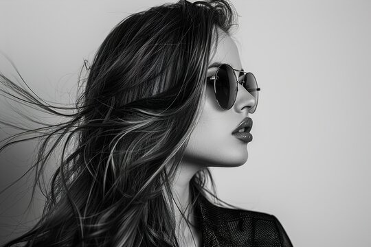 A Girl in a fashion image on a white background