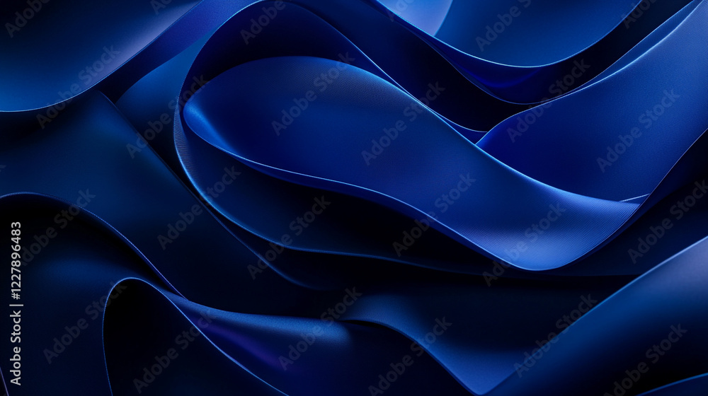 Poster flowing blue fabric creates a calming abstract pattern in soft curves and waves