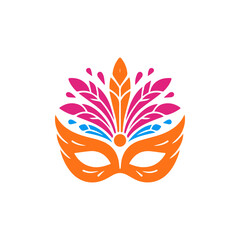 colorful brazilian carnaval mask with feather.