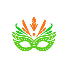Obraz premium colorful brazilian carnaval mask with feather.