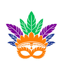 Obraz premium colorful brazilian carnaval mask with feather.