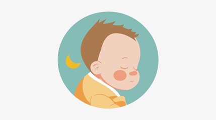 Sweet Baby Sleeping Flat Vector Illustration