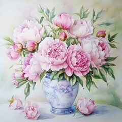 Pink Peonies in a Vase