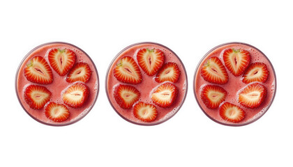 Delicious Strawberry Smoothies Refreshing Summer Drinks Three Glasses Top View