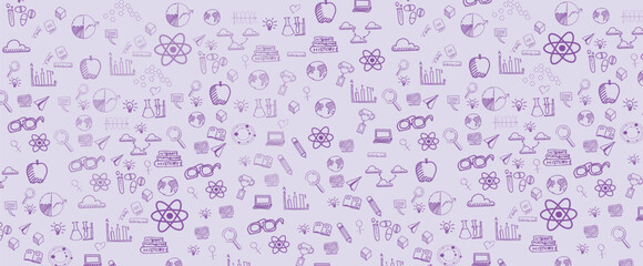 Light purple seamless pattern background for school education studies vector illustration.