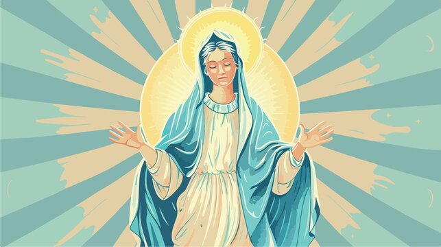 Assumption of Mary Text Flat Vector Illustration