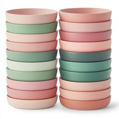 Obraz premium Stacked Pastel Bowls.