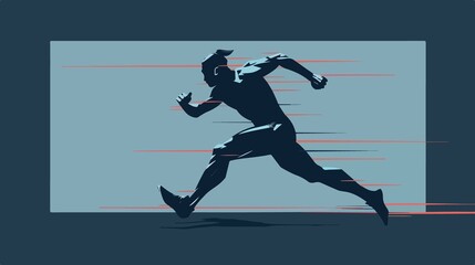 Professional Athletic Man Running Character Flat Vector Illustration