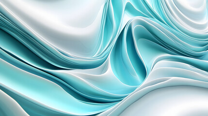 Obraz premium Abstract Aqua and White Fluid Waves 