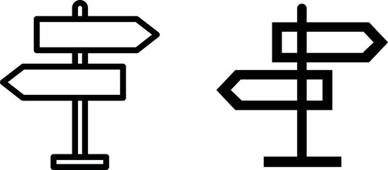 Sign Post Vector Icon Set – Directional and Navigation Icons