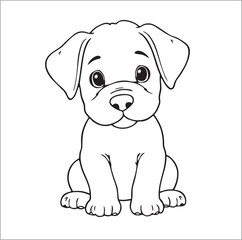 Cute Puppy sitting, Coloring Page, transparent background png
