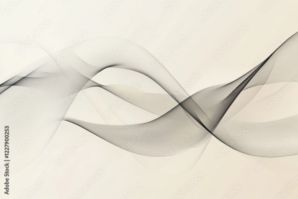 Fototapete Abstract waves creating a sense of movement and fluidity in a minimalist design environment. Generative AI