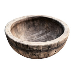 Fototapeta premium Wooden bowl rustic texture carved isolated on transparent background