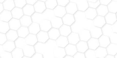 Abstract background with white color hexagons,Abstract white and grey color hexagonal geometric background with copy space. geometric mesh cell texture.