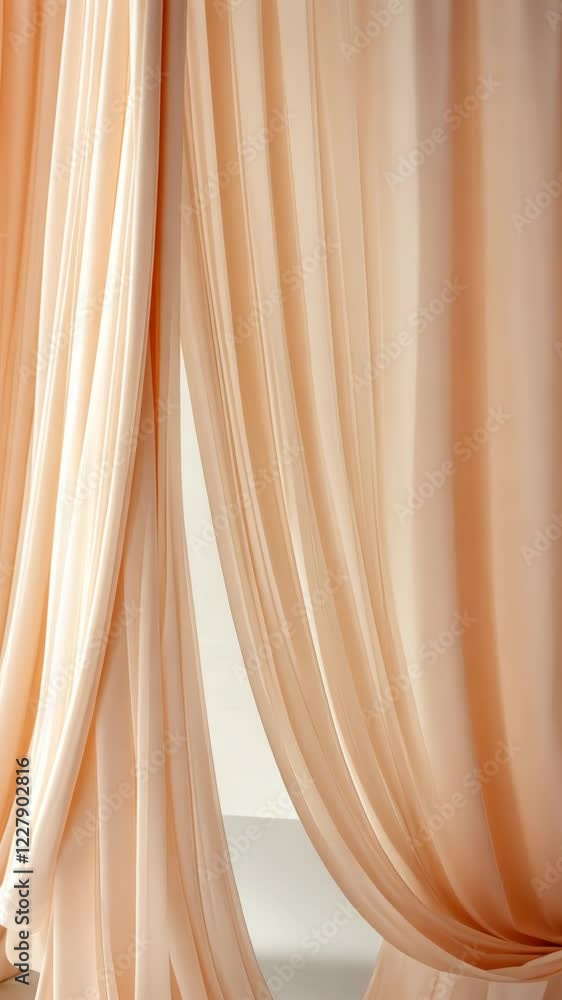 Poster soft flowing curtains in a peaceful and well-lit room creating an inviting atmosphere for relaxation