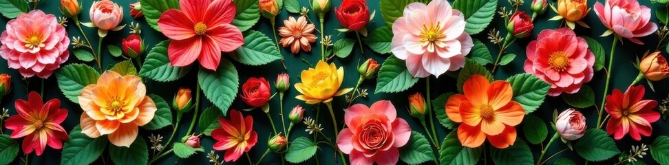 Elegant artificial flower wall with mixed greenery and blooms, artificial plants, modern style