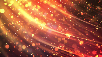 Abstract background with flowing lights and bokeh effects in warm colors.
