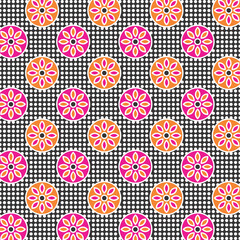 Flower and dot Design Pattern, Fabric Print, Wallpaper, Background.
