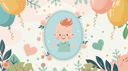 Sweet Baby Boy Shower Invitation Card Vector Illustration