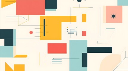 Abstract Design Featuring Various Geometric Shapes and Colors