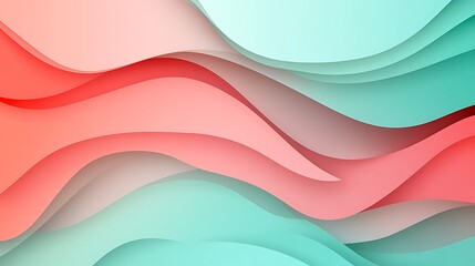 Abstract Wavy Pastel Pink and Teal Design