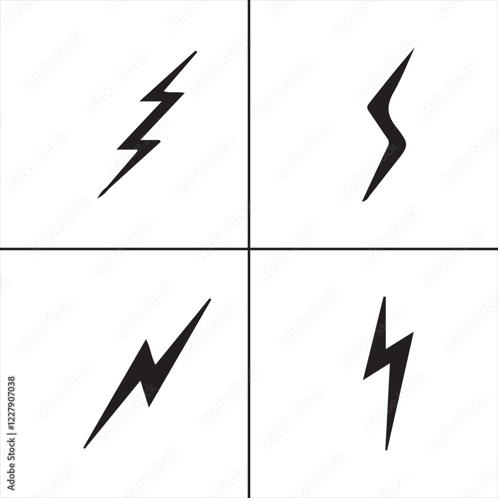 Poster lightning bolt vector design icon symbol set