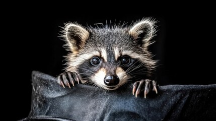 Obraz premium Curious Raccoon Close-Up