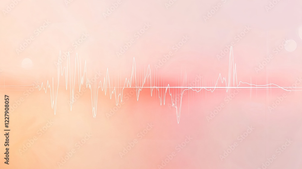 Wall mural abstract illustration of ekg waveforms on soft color background