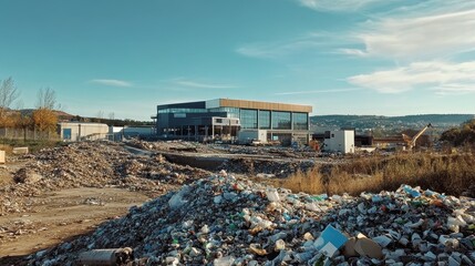 Fototapeta premium Automated Waste Sorting Plant for Efficient Recycling Processes