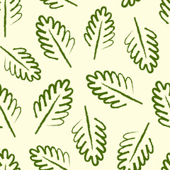 Seamless vector pattern with green oak leaves. 