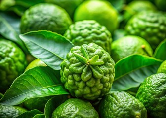 Obraz premium Fresh Bergamot & Kaffir Lime Leaves - Candid Close-up Shot