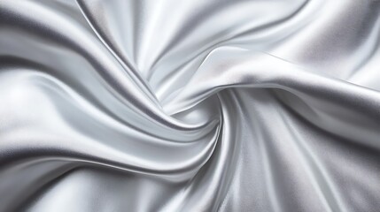 Fototapeta premium Elegant Draped Silver Satin Fabric Texture