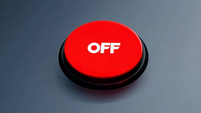 A green button transitions to red as it is turned off, indicating a shift from active to inactive status. This highlights the control mechanism in operation.