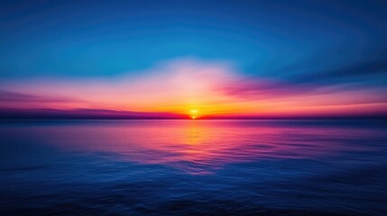Fototapeta premium Vibrant Sunset over Calm Ocean: A Serene Seascape