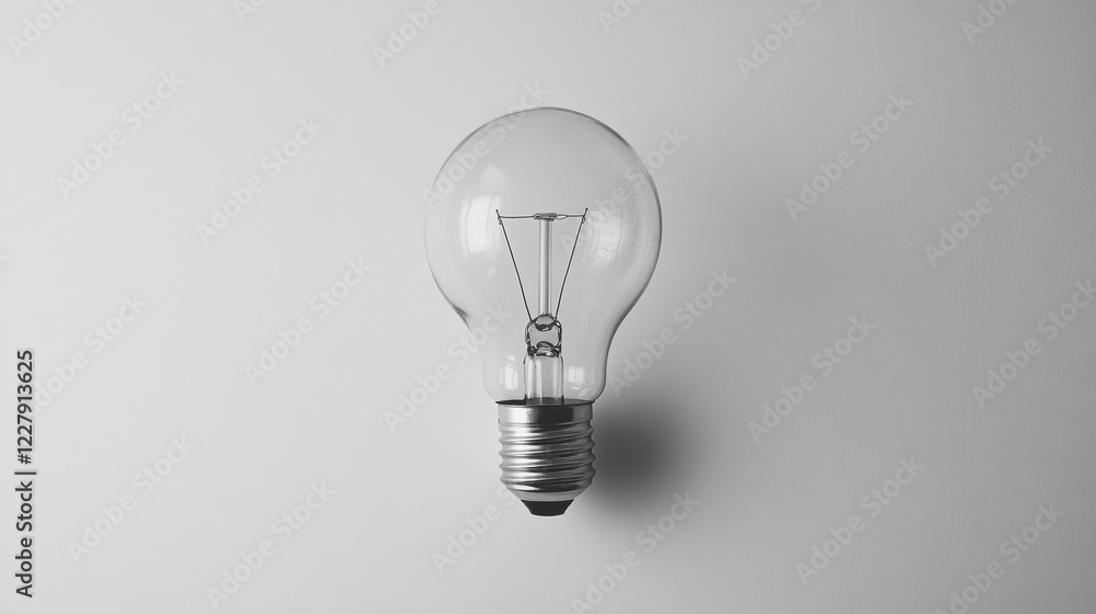 Aufkleber elegant light bulb hanging against a minimalist white wall illuminating the surroundings with a warm