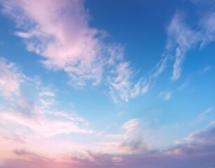 Fototapeta premium a pastel sky with a beautiful gradient of soft blues and pinks adorned with wispy clouds creating a calming and ethereal atmosphere