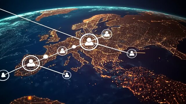Global Network Connections Illuminating Europe's Digital Infrastructure
