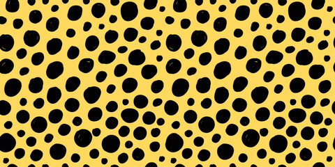 Small dash seamless pattern. Abstract background with doodle circles in black and yellow. Great for digital projects, fabric prints, packaging, scrapbooking, and creative artworks. Vector illustration
