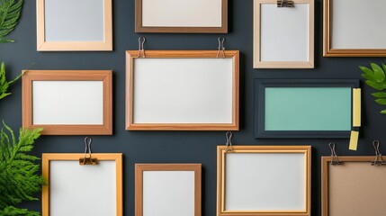 Vector photo frame collage with push pin and tape set. Memory or mood board foto icon mockup collection to attach snapshot with paper clip or thumbtack. Isolated realistic portrait photography